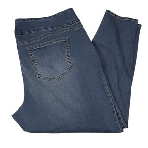 Stitch Star Jeans Size 3X Blue Medium Wash Pull On Jeggings Stretch Plus Ankle